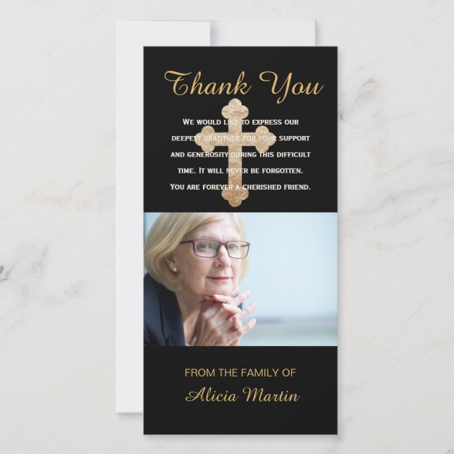Photo Sympathy Memorial Thank You Religious Cross (Front)