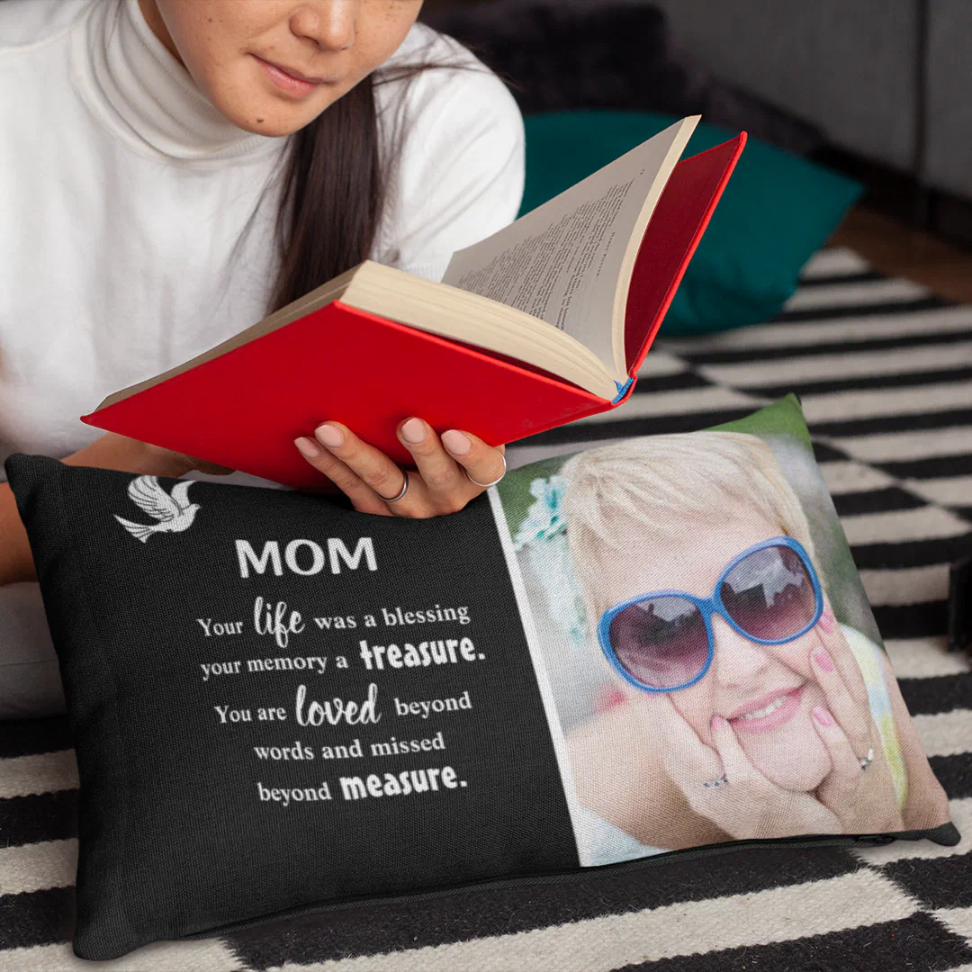 Photo & Sympathy Quote Memorial Keepsake Lumbar Pillow (Creator Uploaded)