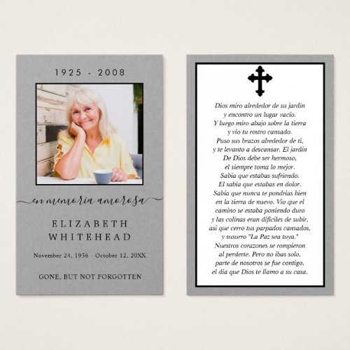 Photo Sympathy Spanish Funeral Prayer Card