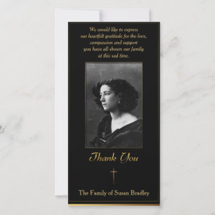 Photo Sympathy Thank You with gold piping Cross Card