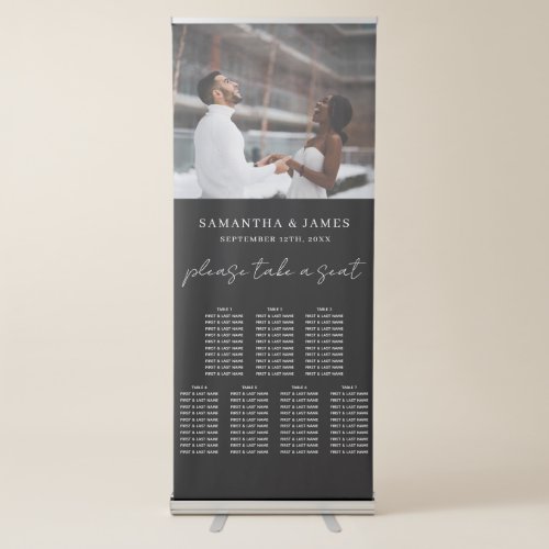 Photo Take a Seat Black Wedding Seating Chart Plan Retractable Banner