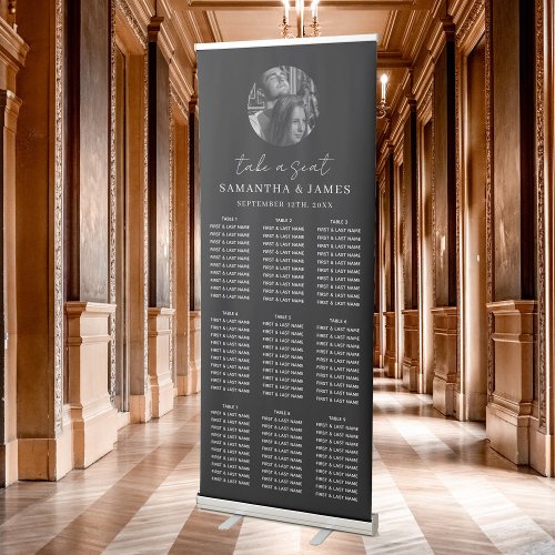 Photo Take a Seat Black Wedding Seating Chart  Retractable Banner