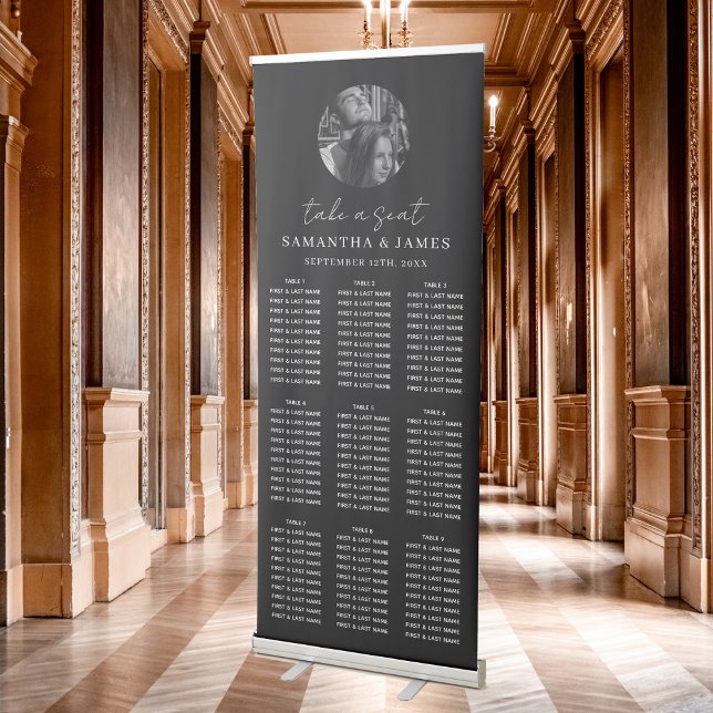 Photo Take a Seat Black Wedding Seating Chart  Retractable Banner (Photo Take a Seat Black Wedding Seating Chart Retractable Banner)