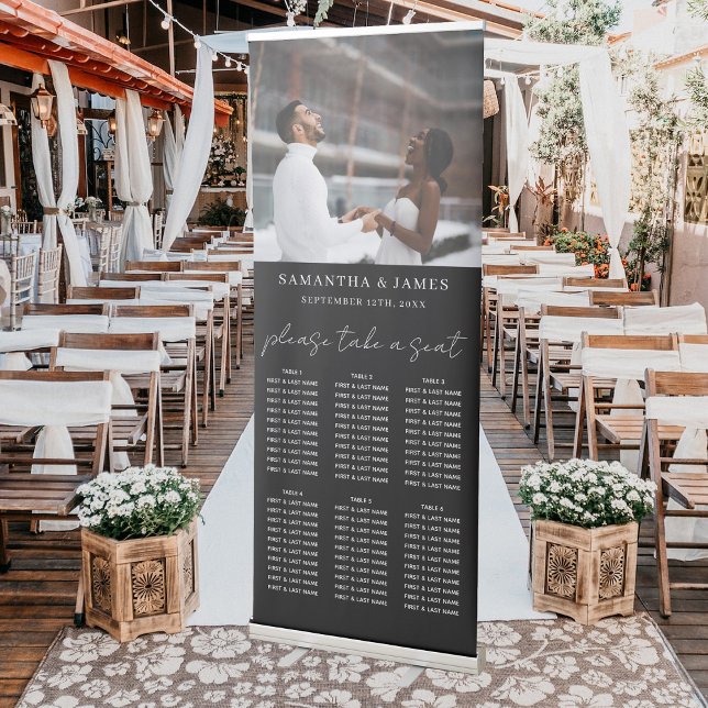 Photo Take a Seat Black Wedding Seating Chart  Retractable Banner (Photo Take a Seat Black Wedding Seating Chart Retractable Banner)