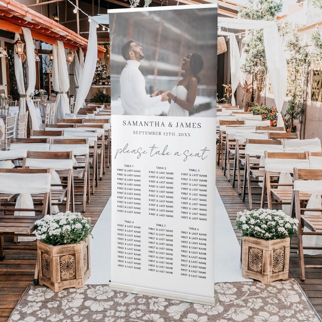 Photo Take a Seat White Wedding Seating Chart  Retractable Banner (Photo Take a Seat White Wedding Seating Chart Retractable Banner)