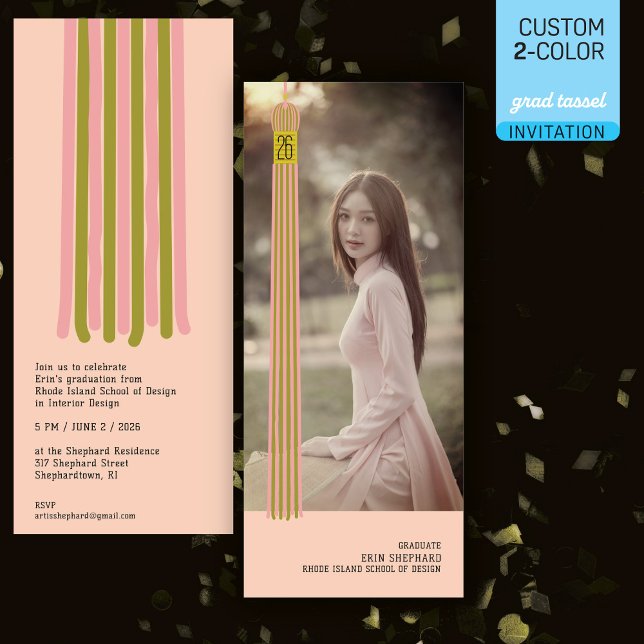 Photo & Tassel Modern Design Graduation Invitation (Creator Uploaded)