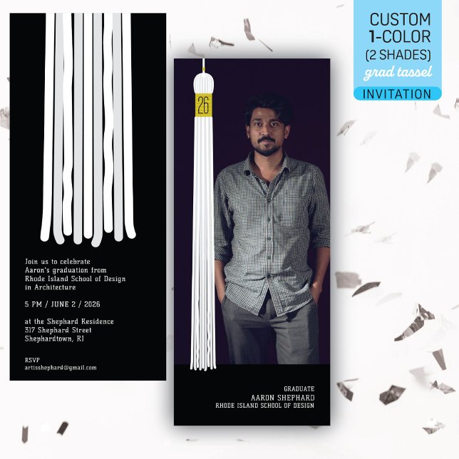 Photo & Tassel Modern Design Graduation Invitation (Creator Uploaded)