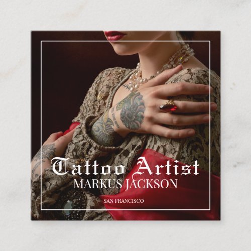 Photo Tattoo Artist Square Business Card