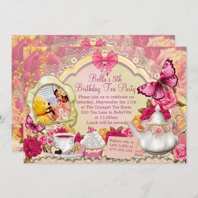 Photo Tea Party Invitation (Front/Back)