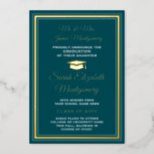 Photo Teal and Gold Foil Graduation Announcement (Front)