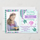 Photo Teal mermaid Tail Birthday invitation