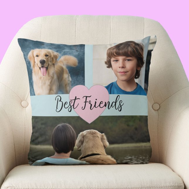 Photo Template Best Friends Pets Throw Pillow (Creator Uploaded)