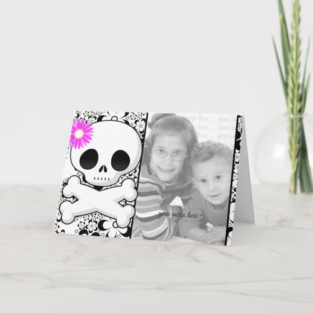 Photo Template Birthday Invitations **Pink Skull (Front)