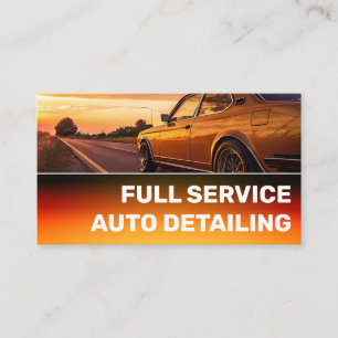 Photo Template Black Bright Orange Car Service Business Card