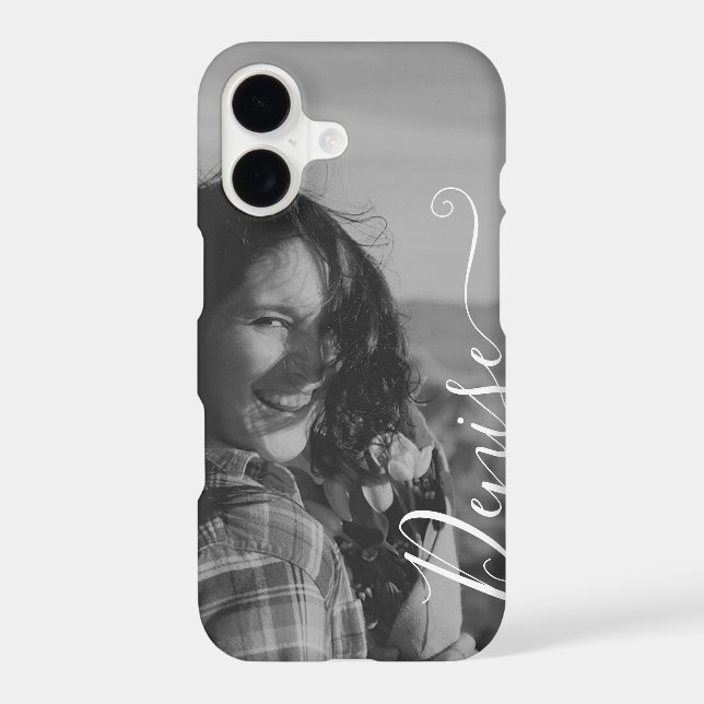 Photo Template Calligraphy Hand Lettered Font Name iPhone Case (Back)