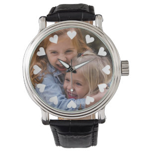 Photo Template Cute Heart Numerals Simple Chic Watch