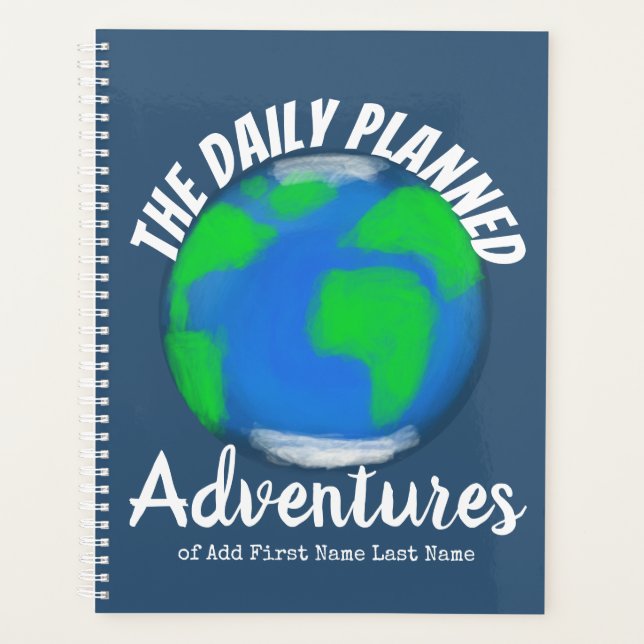 Photo Template Editable Blue Comic Book Monogram Planner (Front)