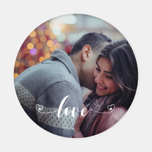 Photo Template Family Couple Love Typography Coaster Set