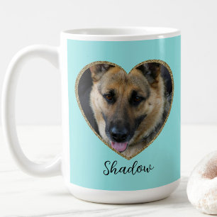Photo Template Glitter Heart With Pet Custom Name Coffee Mug