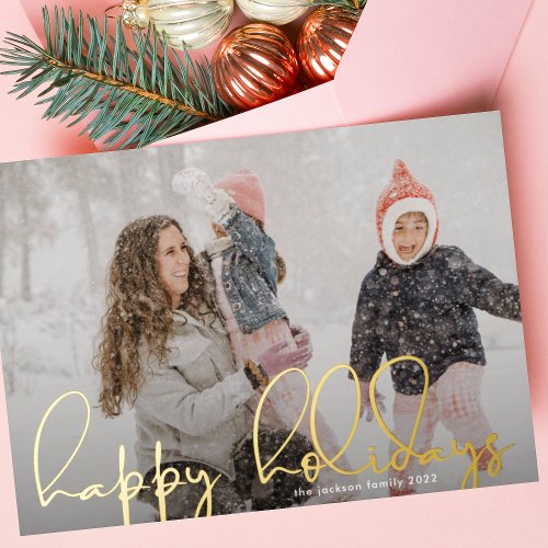 Photo Template happy holidays Foil Card