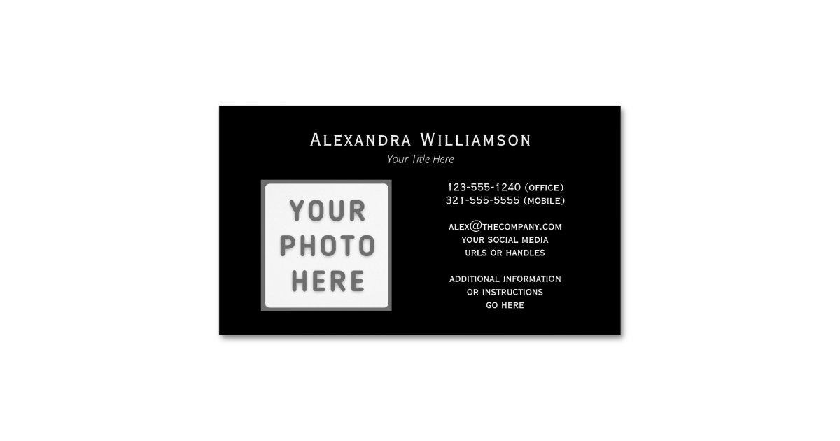 Photo Template Horizontal Black Business Card Zazzle
