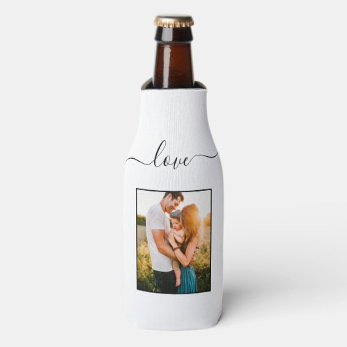 Photo Template Love Text White Beer Bottle Cooler