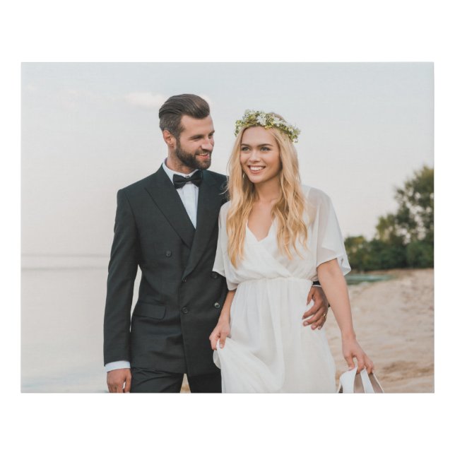 Photo Template Modern Family Horizontal Picture Faux Canvas Print (Front)