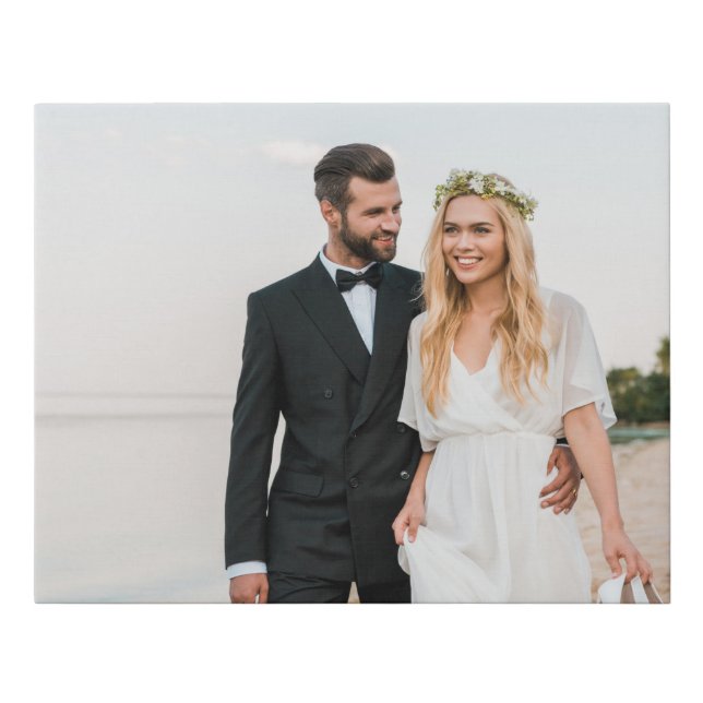 Photo Template Modern Wedding Horizontal Picture Faux Canvas Print (Front)
