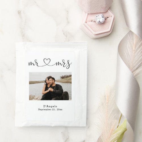 Photo Template Mr And Mrs Love Heart Personalized Tea Bag Drink Mix