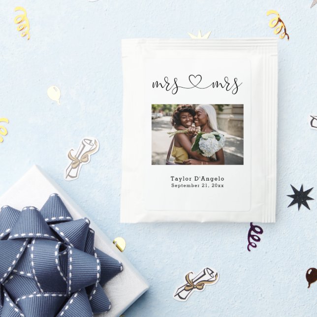 Photo Template Mrs And Mrs Love Heart Personalized Tea Bag Drink Mix (Packets)
