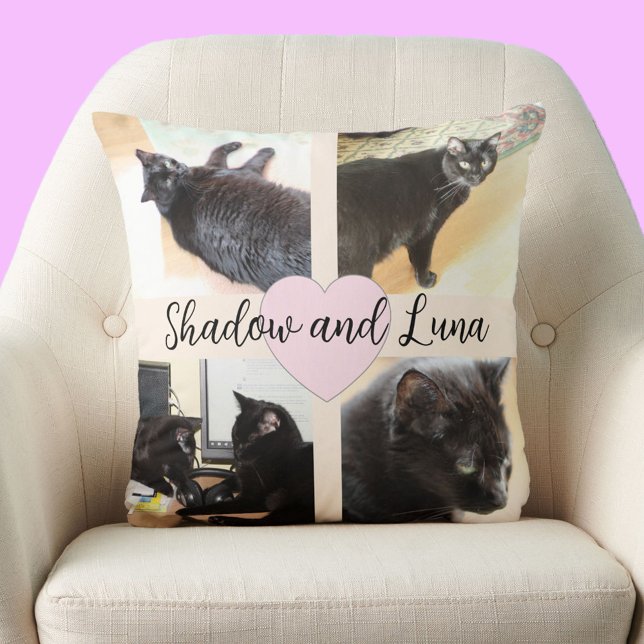 Photo Template Pet Friends With Custom Name Throw Pillow (Creator Uploaded)