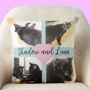 Photo Template Pet Friends With Custom Name Throw Pillow