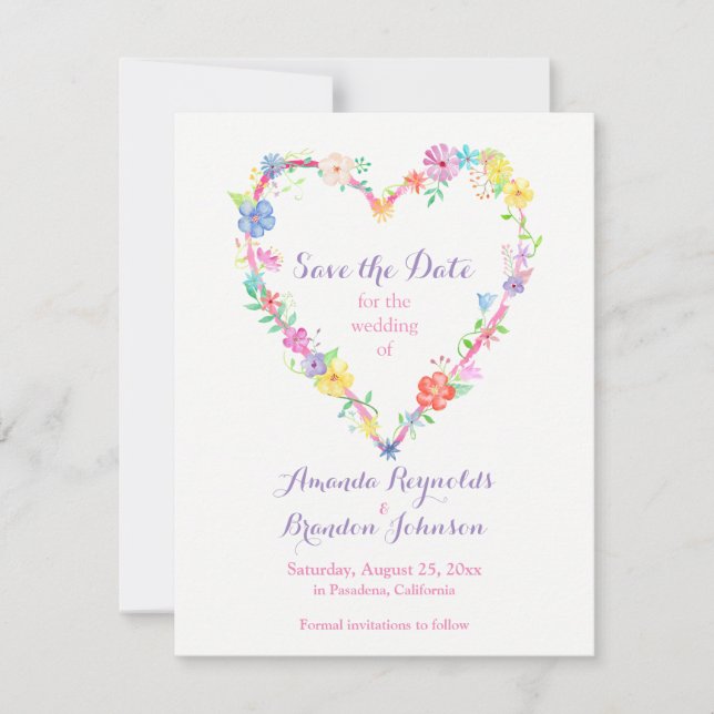 Photo Template Pretty Posies Wreath Save the Date (Front)