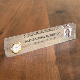 Photo Template Rustic Wood Desk Name Plate