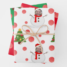 Photo template snowman funny wrapping paper sheets