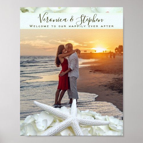 Photo Template Starfish Wedding Welcome Poster