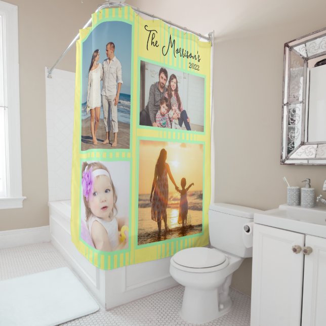 Photo template yellow teal  shower curtain (In Situ)
