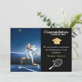 Photo Tennis player Black Gold White graduation Announcement (Standing Front)