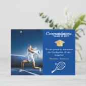 Photo Tennis player Blue Gold White graduation Announcement (Standing Front)