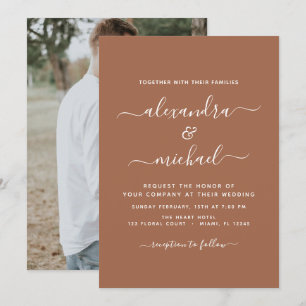 Photo Terra Cotta Boho Wedding Simple Invitation