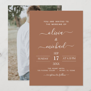 Photo Terra Cotta Boho Wedding Simple Invitation