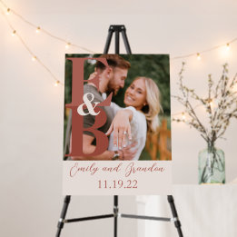 Photo Terracotta Modern Monogram Wedding Sign