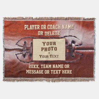 PHOTO, TEXT Personalized Football Throw Blanket