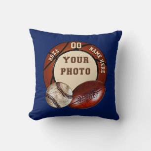 PHOTO, TEXT Sports Themed Gifts for Sports Lovers Throw Pillow