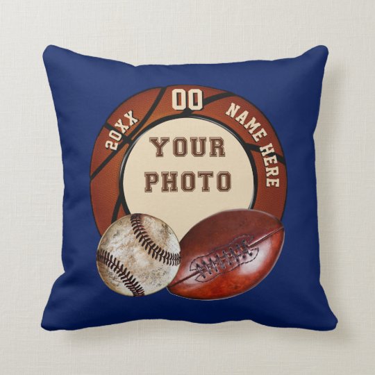 PHOTO, TEXT Sports Themed Gifts for Sports Lovers Throw Pillow