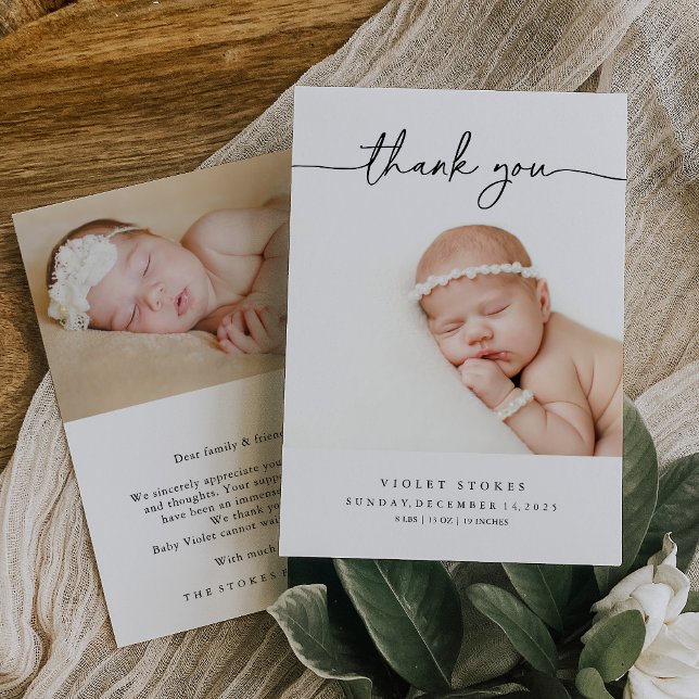 Photo Thank You Baby Birth Announcement Card (Creator Uploaded)