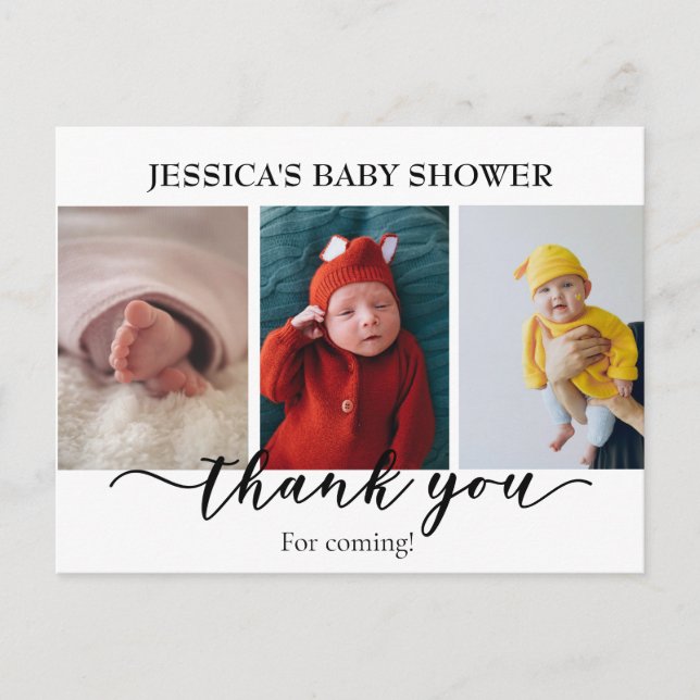 Photo Thank you Baby Shower Minimalistic  Postcard (Front)