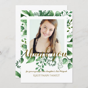 PHOTO THANK YOU Bat Mitzvah Card - Black Gold