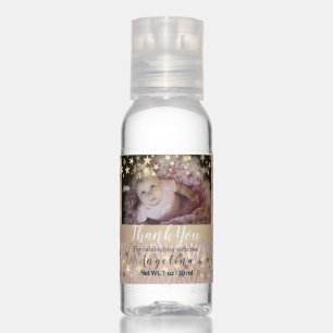 Photo Thank You Birthday Pink and Gold Stars Hand Sanitizer