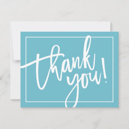 PHOTO THANK YOU bold modern brush lettering aqua